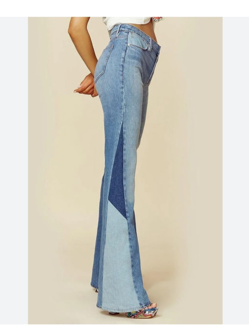 NEW Frame Denim Le High Flare Diagonal Block in Kingsley Sz 24